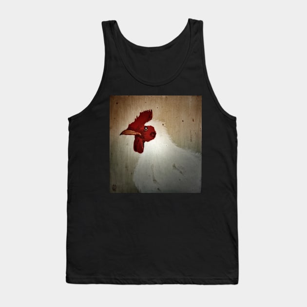 The Grungy White Rooster Tank Top by Matt Starr Fine Art